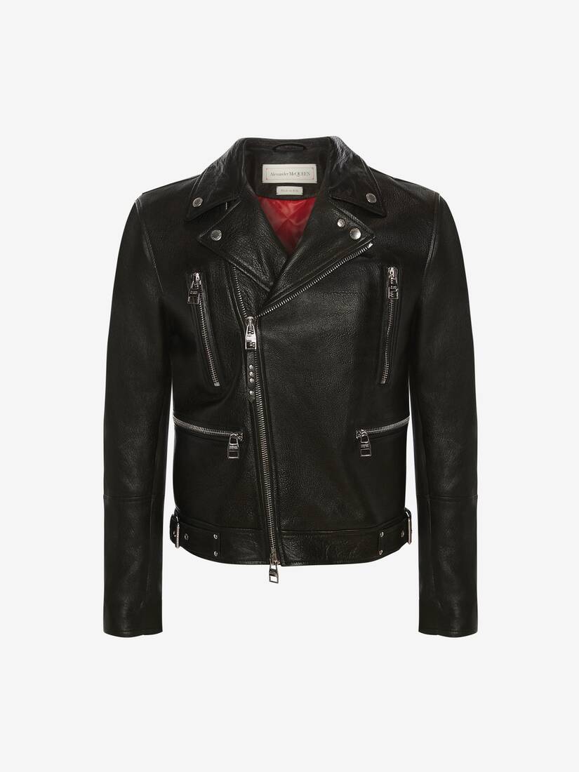 Chaquetas Alexander McQueen Classic Cuero Biker Hombre - Negros - Mexico 185-WRVZXL